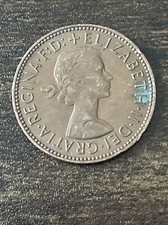 1967 Great Britain Half Penny Bronze Queen Elizabeth II Actual Coin TK6317*