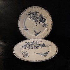 2 assiettes faïence FAVORI SARREGUEMINES DIGOIN XIXe Art Nouveau France N3326