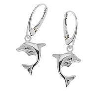 3D Delfin Stabile Klapp-Brisur Ohrringe 925 Sterling Silber Damen OhrhäNger