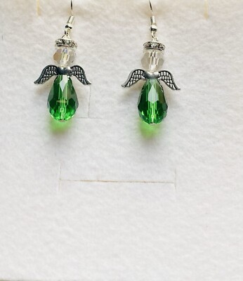 Stunning Green Italian Crystal Angel Drop Earrings