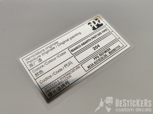 Adesivo etichetta ppg fiat BIANCO ABARTH PASTELLO BB 204 vernice paint restauro - 第 1/1 張圖片