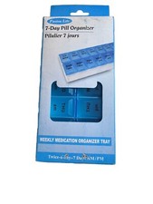 Fusion Life 7 Day Pill Organizer Weekly Medication Twice a Day Blue NEW