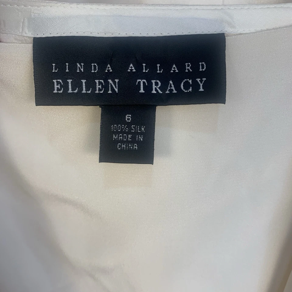Conjunto de 2 peças saia blazer Ellen Tracey Linda Allard vintage 100% seda terno creme 6/8 - Imagem 4 de 4