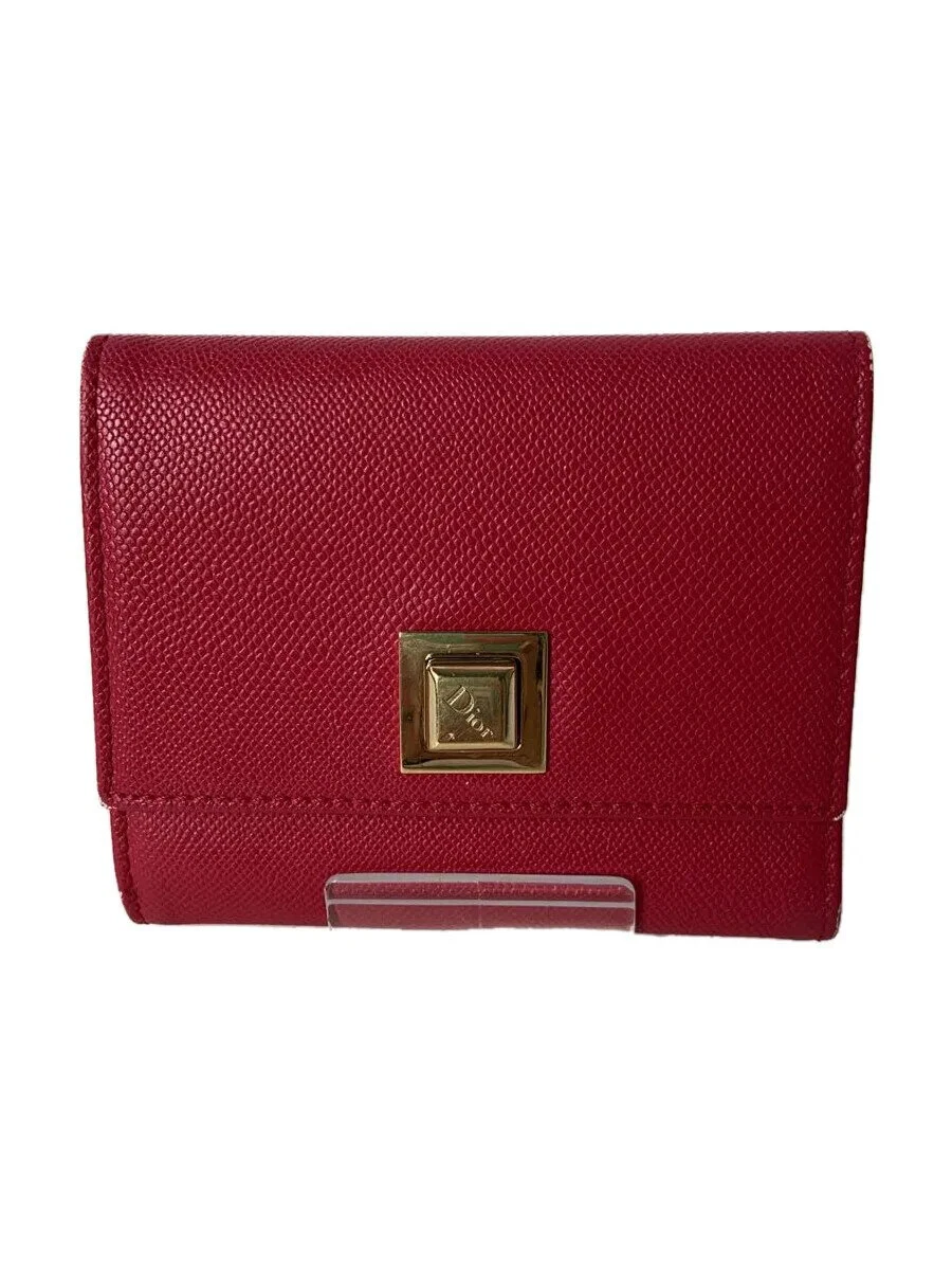 Christian Dior Portefeuille Tri Fold Rayonne Rose Unie Femme, Légèrement Rayé