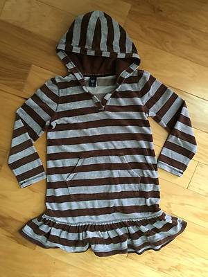 EUC GIRL GAP KIDS HOLIDAY BROWN STRIPED VELOUR PLAY DAY DRESS OUTFIT L 10 9 