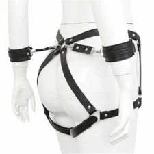 Harness Lingerie Garter Belt Waist To Leg Cuffs Thigh Suspenders Female NEW