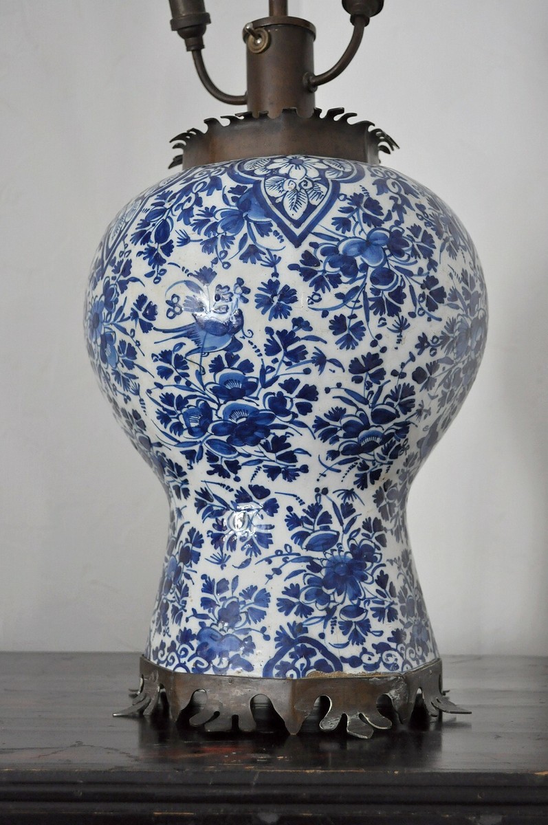 Vase Lampe Faïence Delft XVIII ème, Wvdb, Veuve Van Den Br