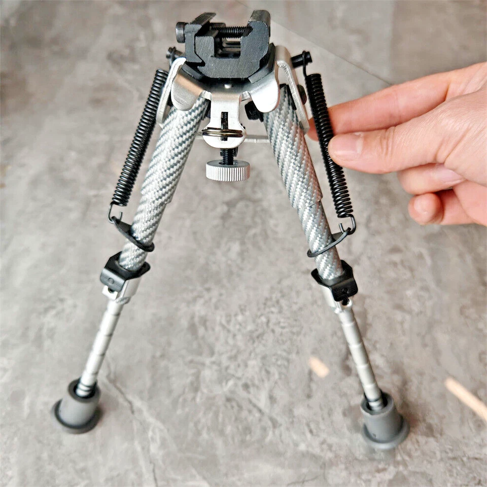 Harris Style Bipod Carbon Fiber Adjustable Spring Swivel with Picatinny Adapter