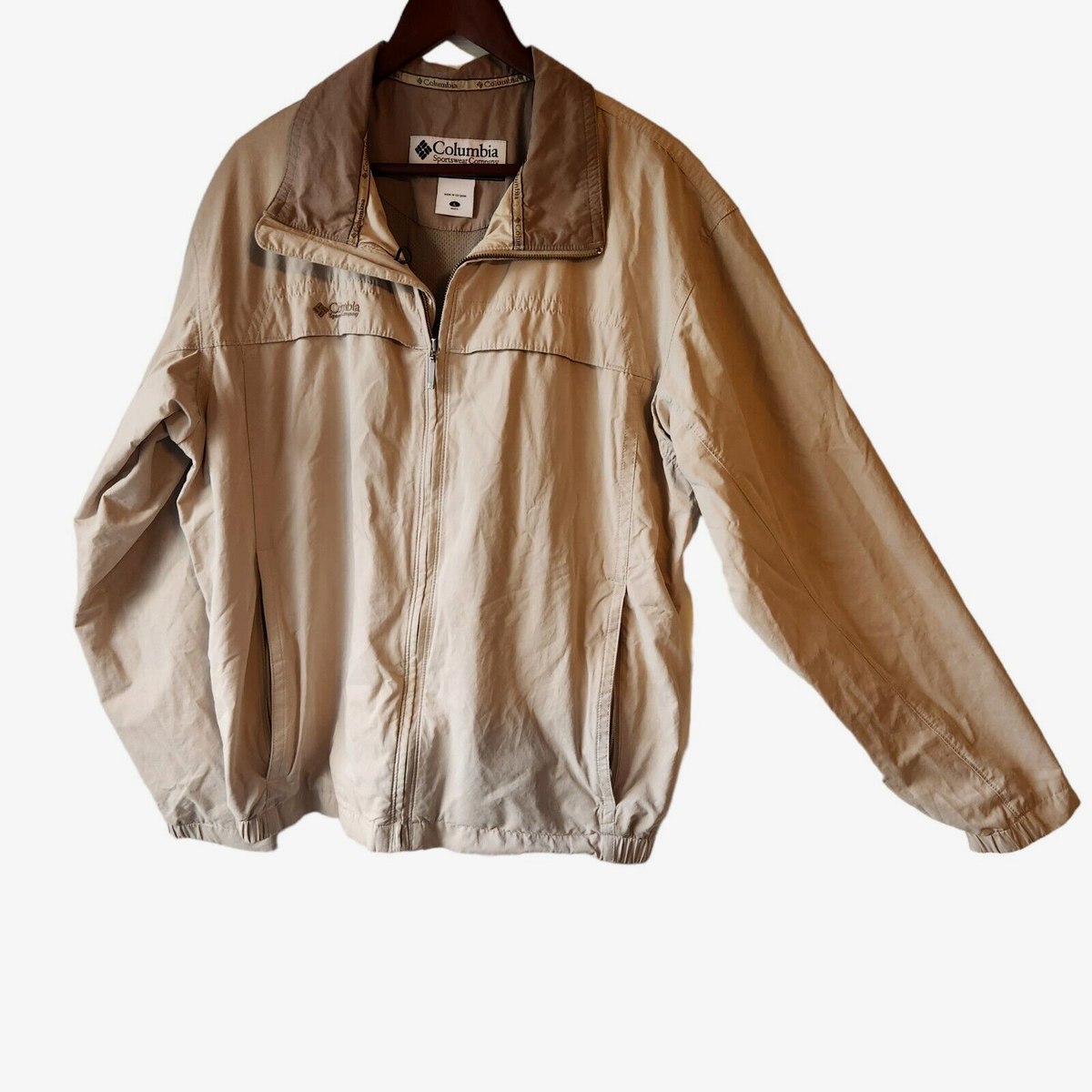 Columbia Sportswear Company Mens Khaki Vented Full-Zip Jacket Size