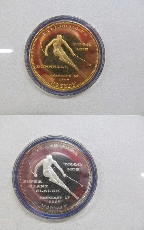 IMPRESIÓN DESCENSO TOMMY MOE LILLEHAMMER '94 - FIRMADA Y NUMERADA CON MONEDAS DE PLATA Foto 4 de 4