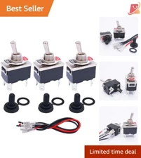 Heavy Duty 3-Pcs Latching Toggle Rocker Switch Set for Marine Use, 16A 250VAC