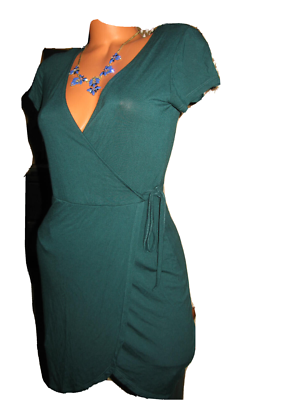 la hearts tie front midi dress green Women's Prosperina Lana Lime Green Cotton Button-Front Midi Dress | Size: L