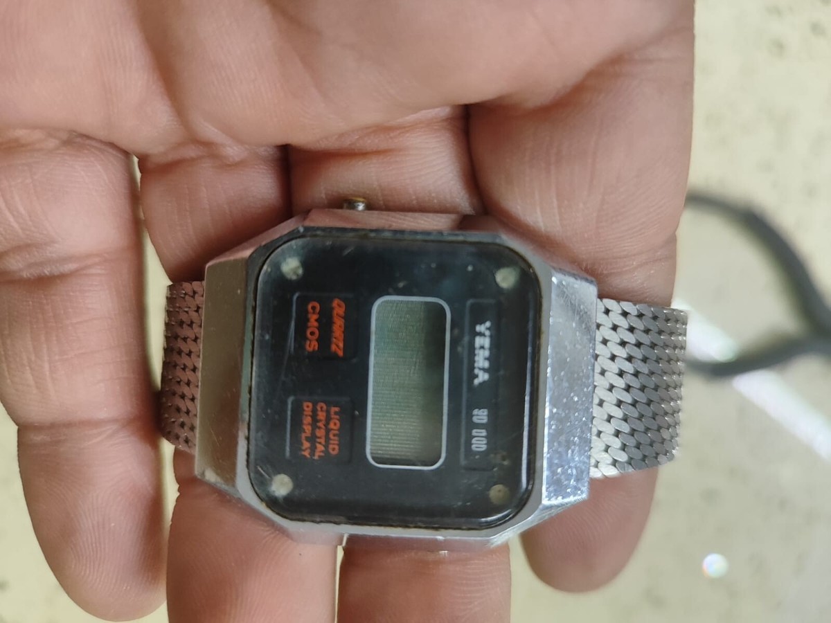 Vintage 1975 YEMA watch LCD digital Swiss made - FOR PARTS OR