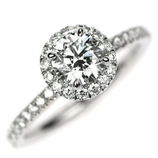 Harry Winston Pt950 Diamond Ring 0.50ct F VS2 3EX Micropavé - Auth free shipping