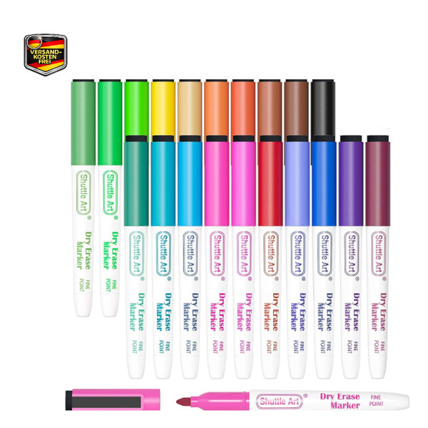 Whiteboard Marker Set 20 StüCk Feine Radiergummi Trocken Abwischbar-image