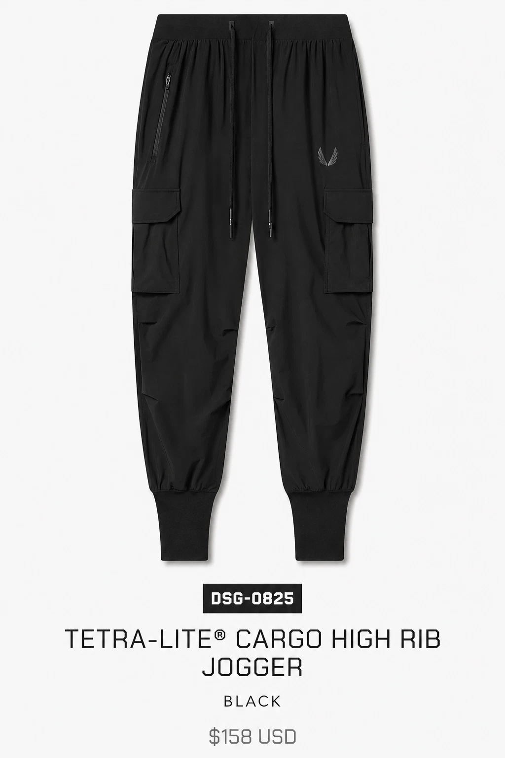 ASRV Tetra-Lite High Rib Cargo Jogger Black Medium Mens Performance Pants