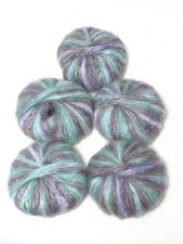 5 Knäuel x 25g Mohairgarn : Mohair + Wolle + Nylon : grün bunt
