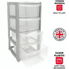 Plastic Storage Unit 4 Tier Mini Drawer Tower School Office Home Desktop UK