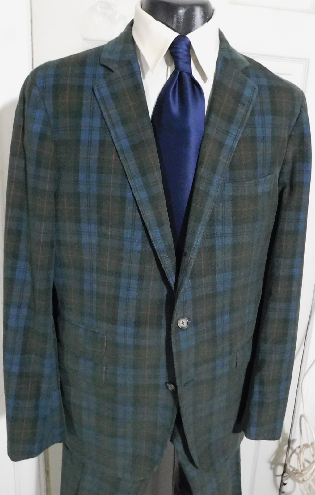 BROOKS BROTHERS REGENT FIT SIZE 44L GREEN PLAID CORDEROY 3 B