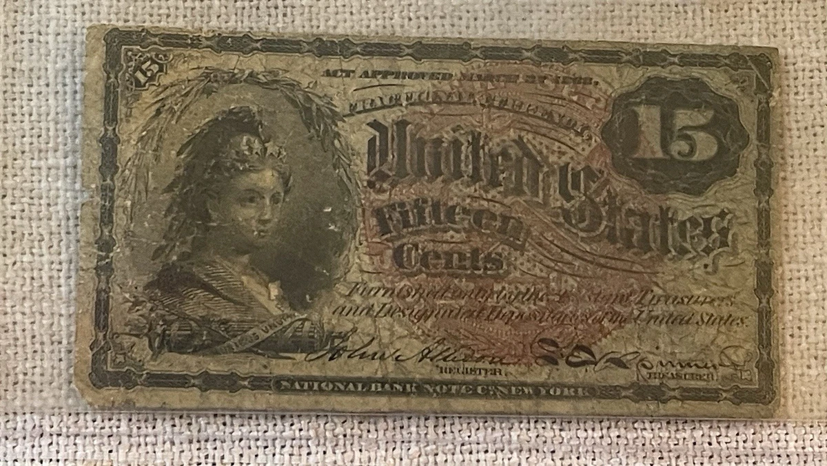 Circulated 15c Denomination US Fractional Paper Currency for sale