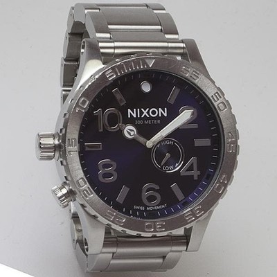 NIXON 51-30 Tide Quartz Diver Watch 51mm 300m Mens Blue wrist 19cm Blue
