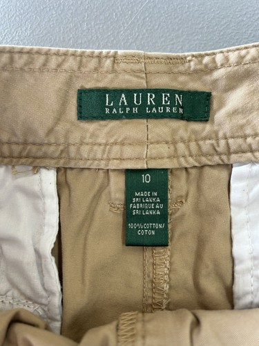 Lauren Ralph Lauren Womens Shorts 10 Brown Kahki Tan Belt Pockets Cuffed - Picture 5 of 5
