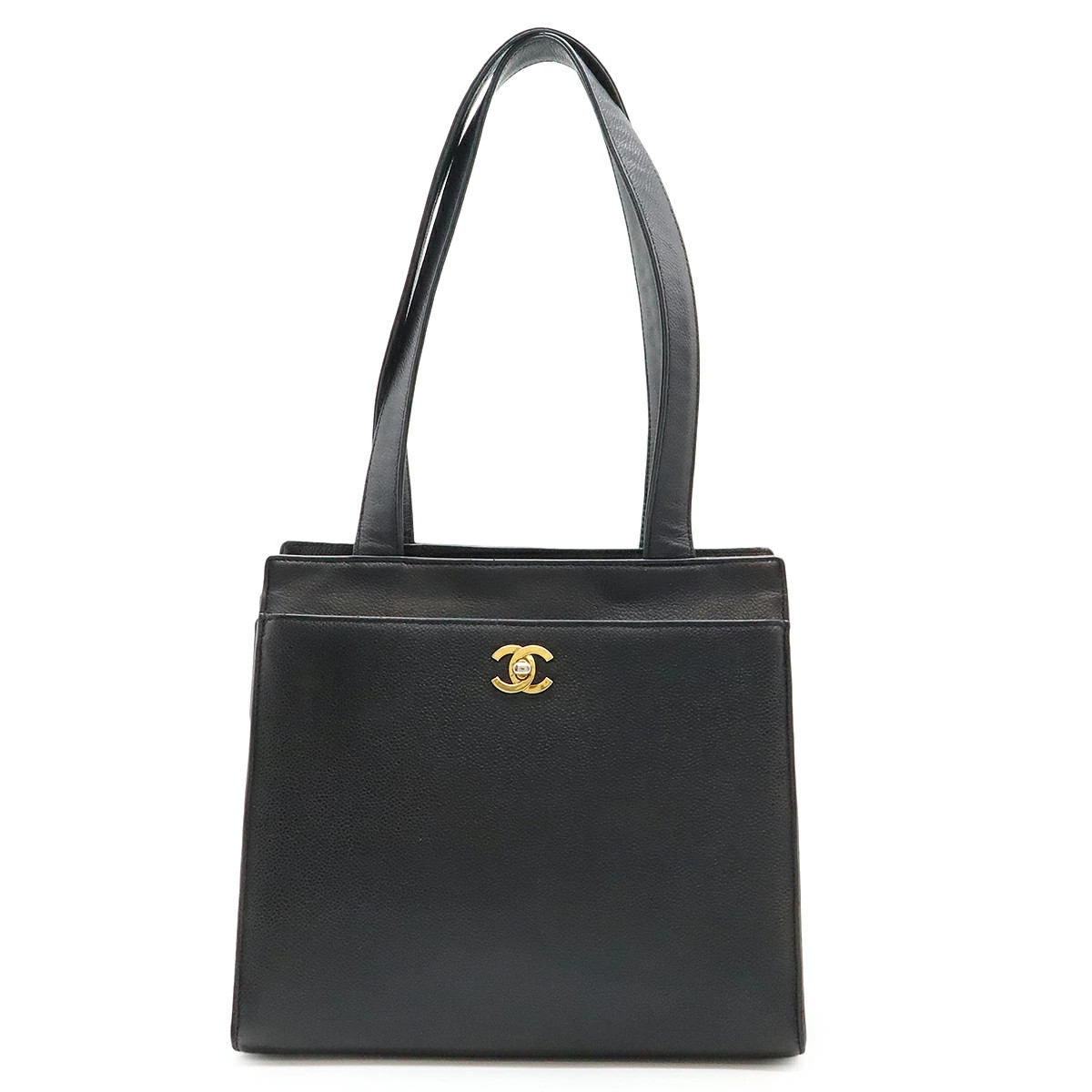 Chanel Coco Black Caviar Leather Tote Bag with Shoulder Strap r6_0811