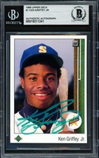 Ken Griffey Jr. Signed 1989 Upper Deck Rookie Card #1 Seattle Mariners Beckett