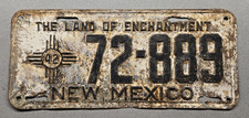 🐾 1942 NEW MEXICO "PASSENGER" LICENSE PLATE (72-889)