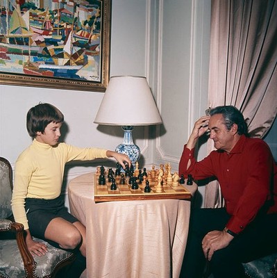 Arthur Conte CEO of the ORTF at his home with his son 1970s Old Photo