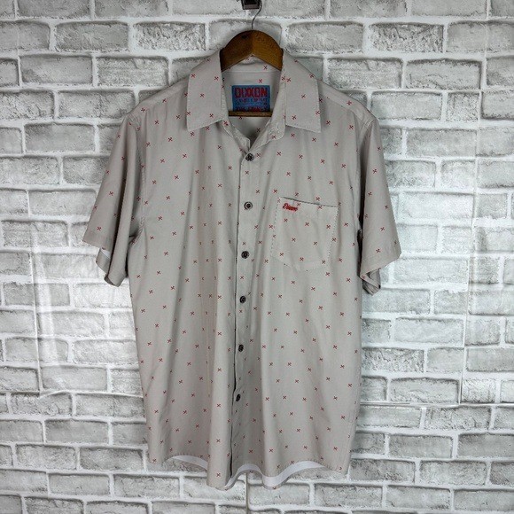 Dixxon Flannel Co The Finney Light Gray Logo AOP D-Lite Button Up Shirt LARGE