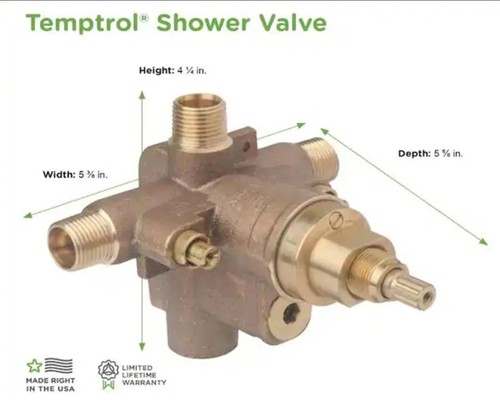 Symmons S262XBODY Brass Temptrol Brass Tub & Shower Valve With Service Stops - Picture 13 of 14