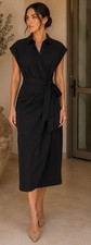 Carolina Herrera Black Draped Cotton-Blend Midi Shirt Dress Xl