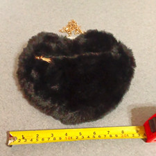 Black Heart Shaped Shoulder Bag, Zip, Gold Ch...