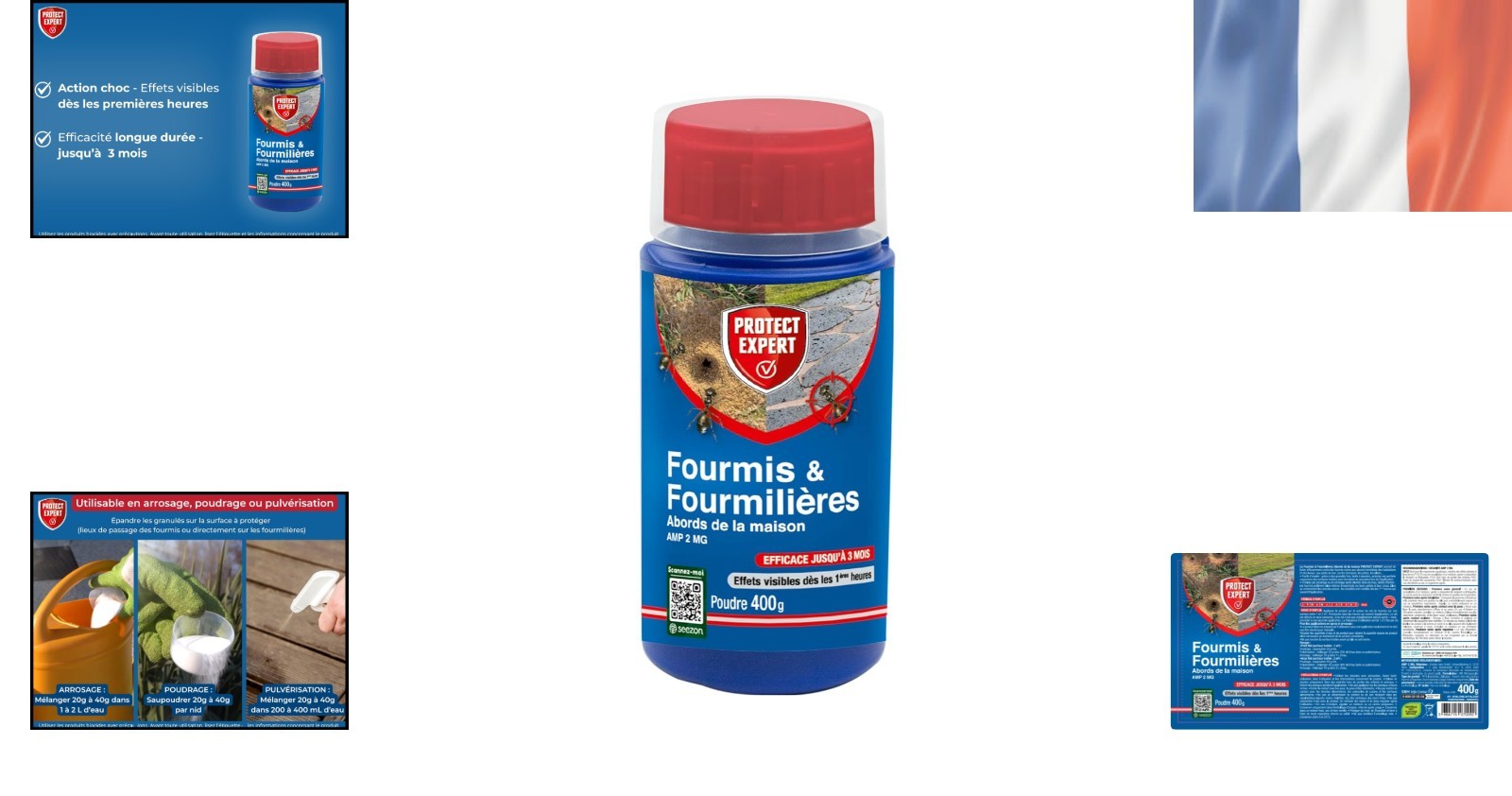 Élimination durable des fourmis Protect Expert traitement choc 400g extérieur