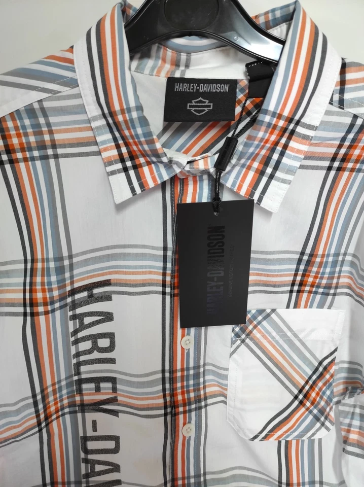 Harley Davidson Men's The Bagger Long Sleeve Shirt White Plaid M - Image 2 of 4