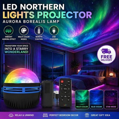 LED Northern Lights Projector Aurora Borealis Lamp RGB Bedroom Light