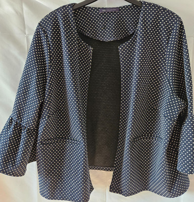 M&S size 22 ladies navy blue spotty short jacket 3/4 sleeves BNWoT shoulder pads