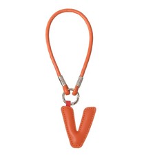 Initial Letter Keychain Cute Leather Keychains with Letter V for Bag Orange Red
