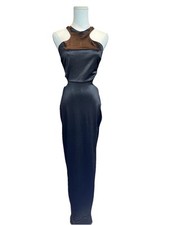 Lulus Keep It Interesting Black Asymmetrical Cut Out side Maxi Dress small NWT