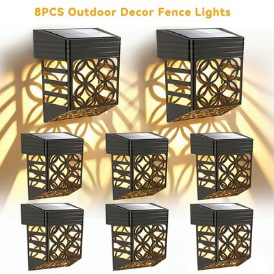 8PCS Solar Powered Fence Lights,3000lm, ip54,2200mah battery,Solar Wall Lights