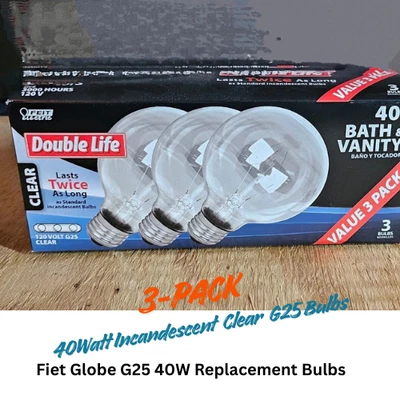 Feit ELECTRIC 40-Watt G25 120v Light 3 bulbs for Bath & vanity 40G25/CL/3 3-Pack