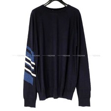 2021 SS HERMES Men's round neckline Navy Cotton/cashmere/wool Sweater EXCELL...