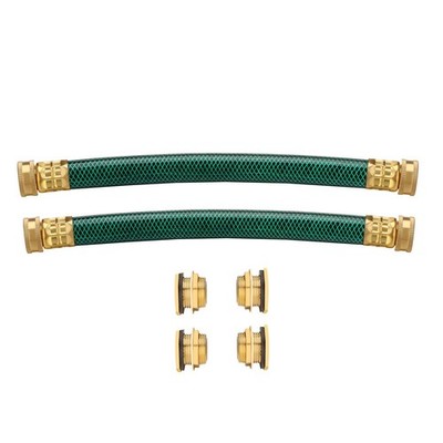 2-Pack Rain Barrel Linking Kit with Two 12 Inch Hoses Four Copper Fittings