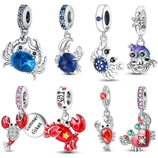 Animal Charm Beads Crab Lobster Red Blue Design Pendants for DIY Jewelry Craft