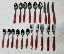 ANNOVA 20-Piece Flatware Lot Stainless Steel Cutlery With Red Handles