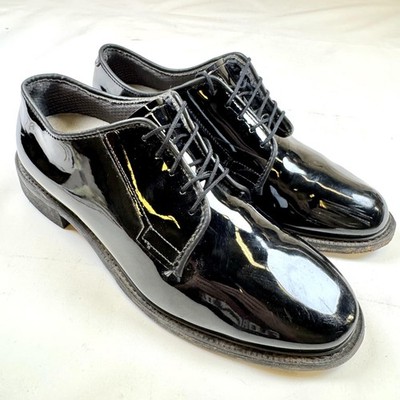 Bates Shoes Mens Size 9.5E Black Patent Synthetic Derby Oxford Dress Vibram Sole