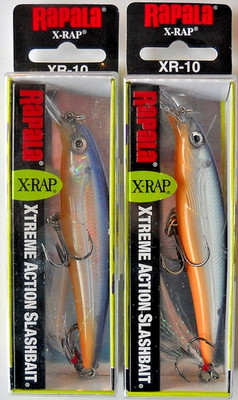 Lot of 2 RAPALA X-RAP (XR-10) XTREME ACTION SLASHBAIT/JERKBAIT in SCOOP color
