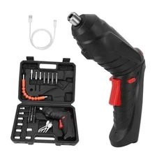Rechargeable Electric Screwdriver Portable Set, 3.6V with 47pcs Cordless Black