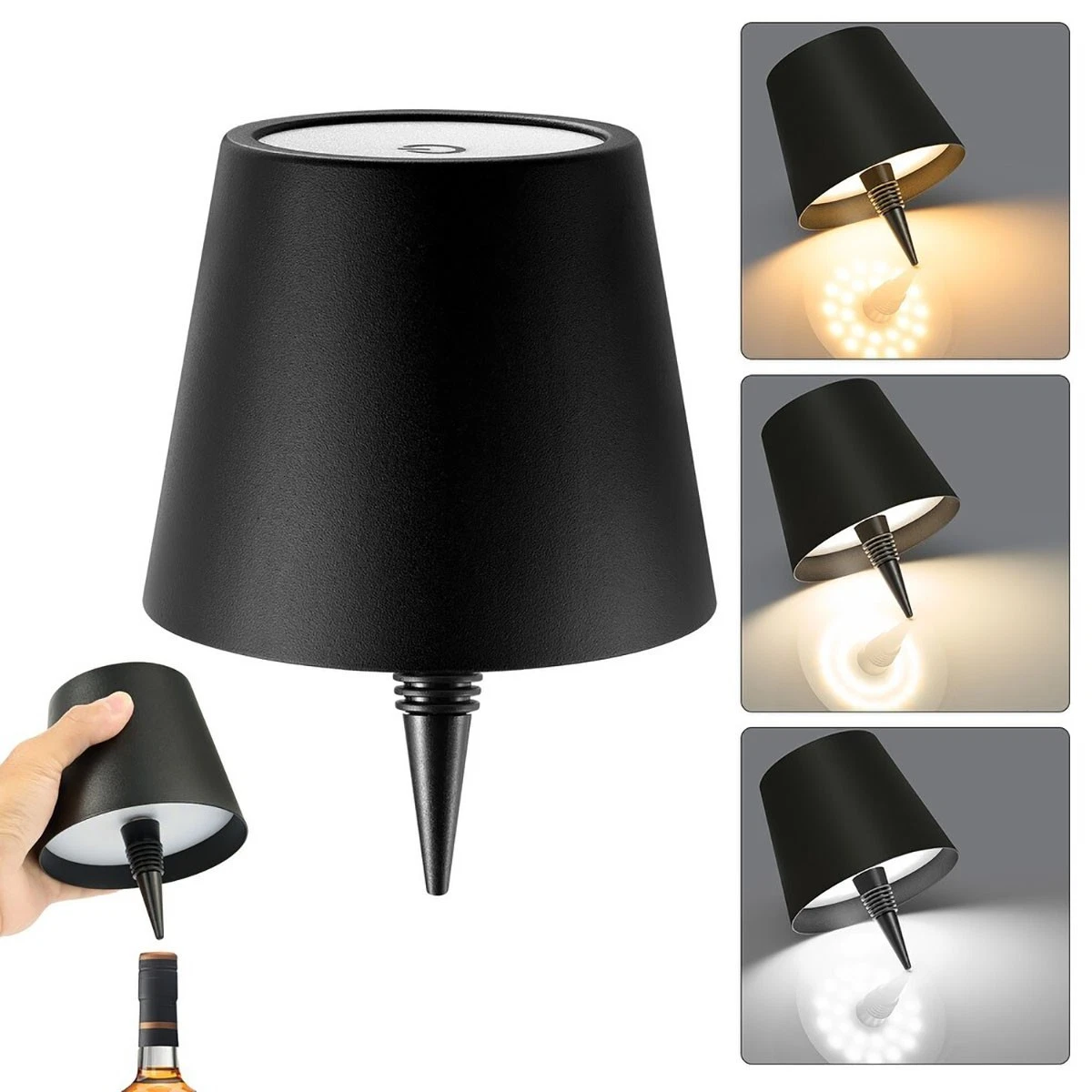 ANTELA Lampada da Tavolo Senza Fili Ricaricabile, Nera